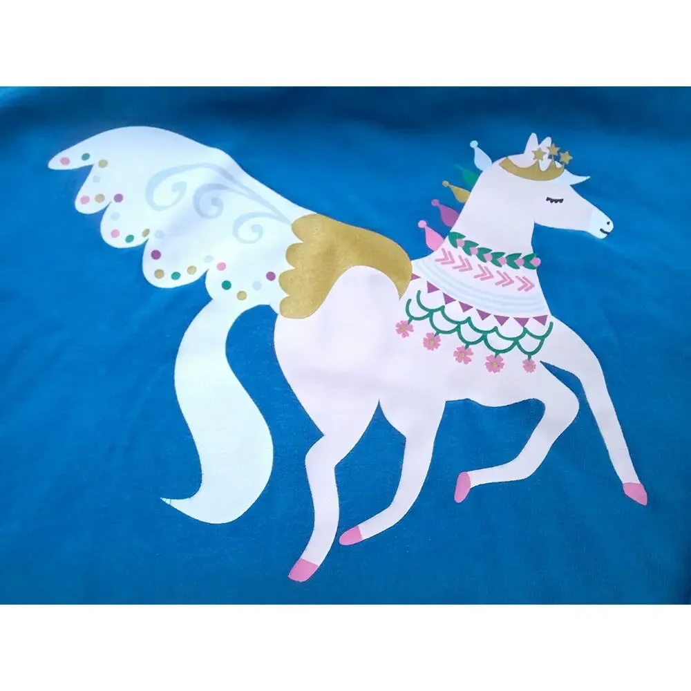 Hanna Andersson Girls Size 14/16 160cm Pegasus Long Sleeve Graphic Art Tee Shirt